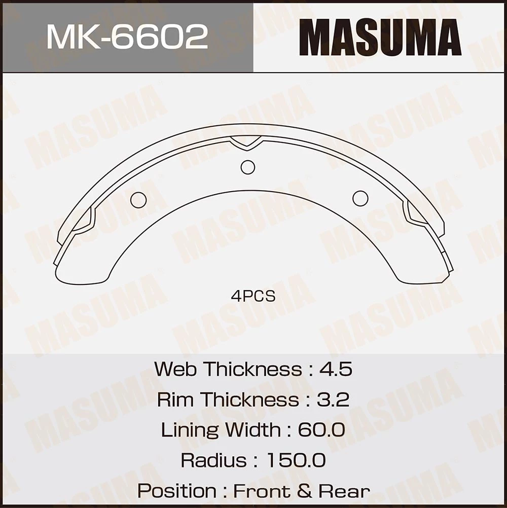 Колодки тормозные барабанные Masuma MK-6602