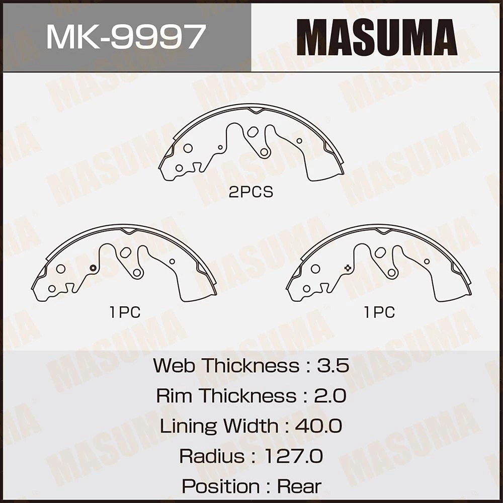Колодки тормозные барабанные Masuma MK-9997