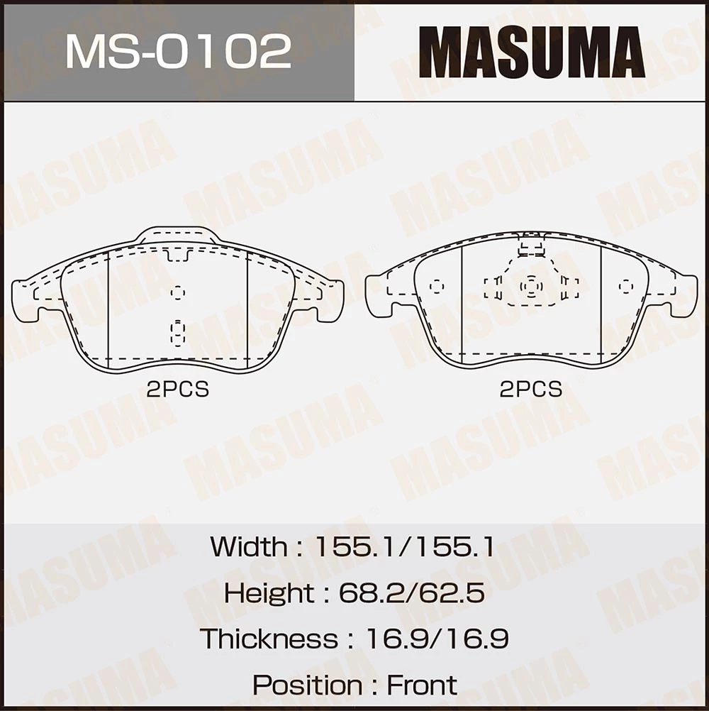 Колодки тормозные дисковые Masuma MS-0102