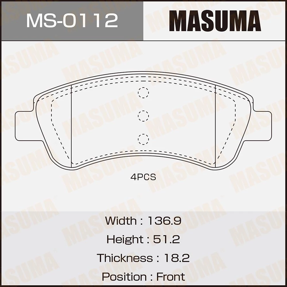 Колодки тормозные дисковые Masuma MS-0112