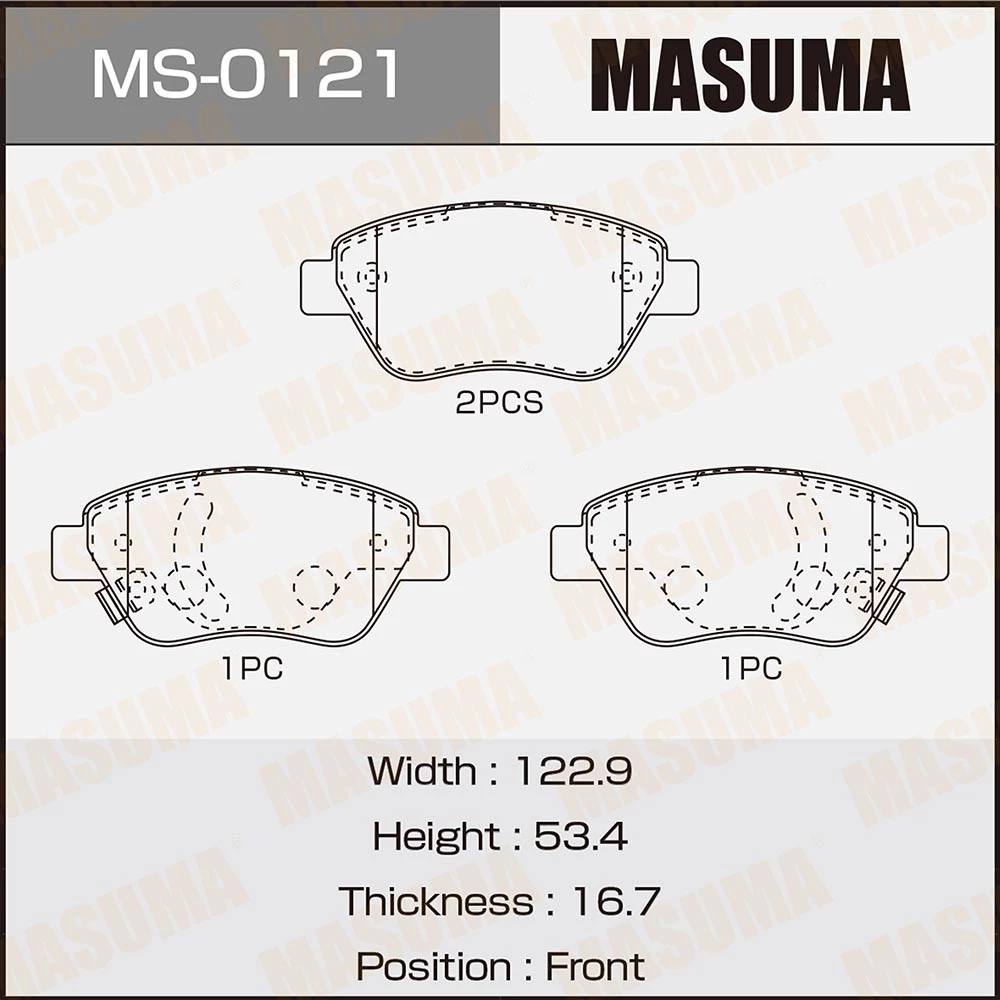 Колодки тормозные дисковые Masuma MS-0121