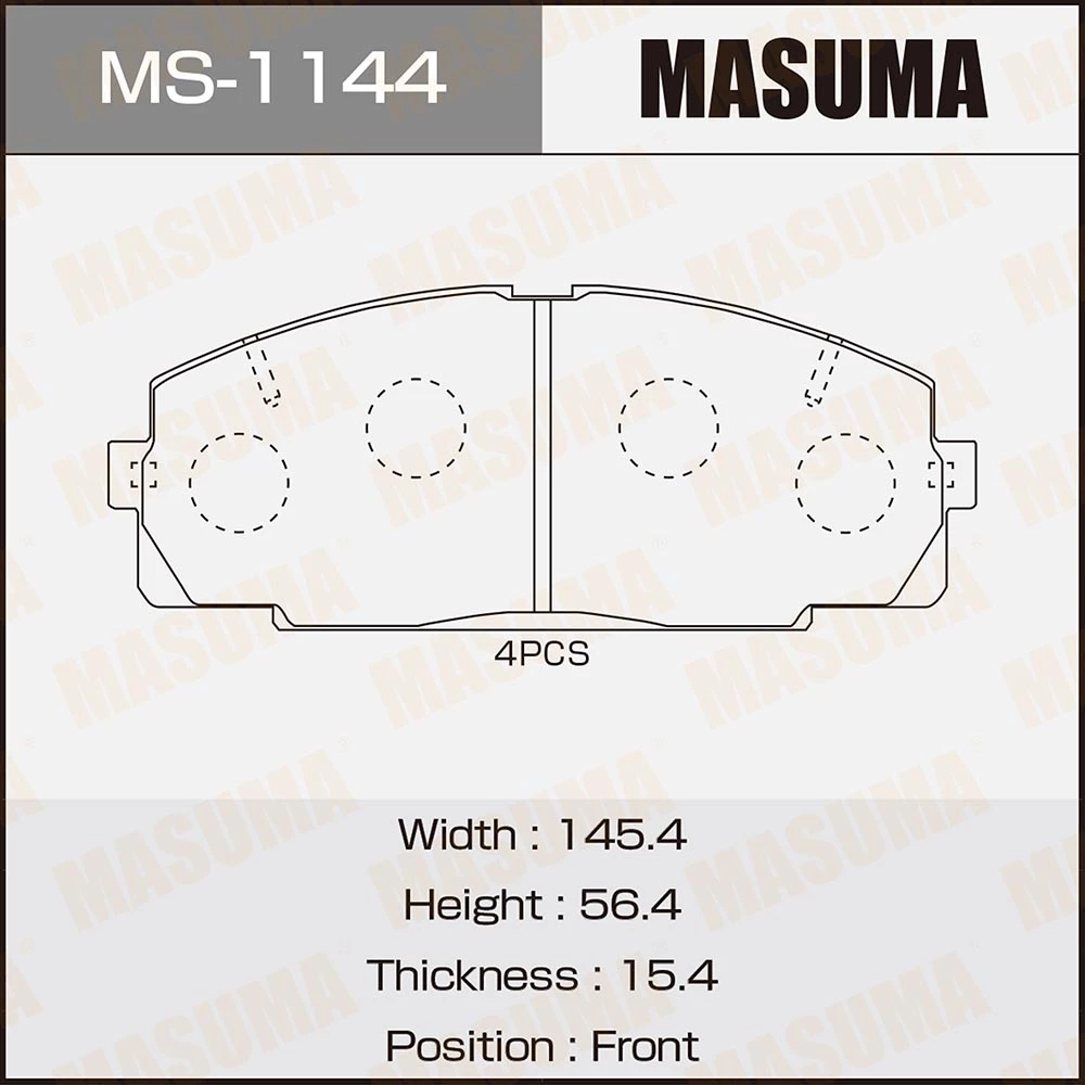 Колодки тормозные дисковые Masuma MS-1144
