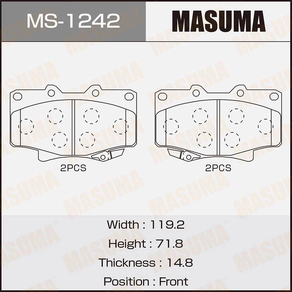 Колодки тормозные дисковые Masuma MS-1242