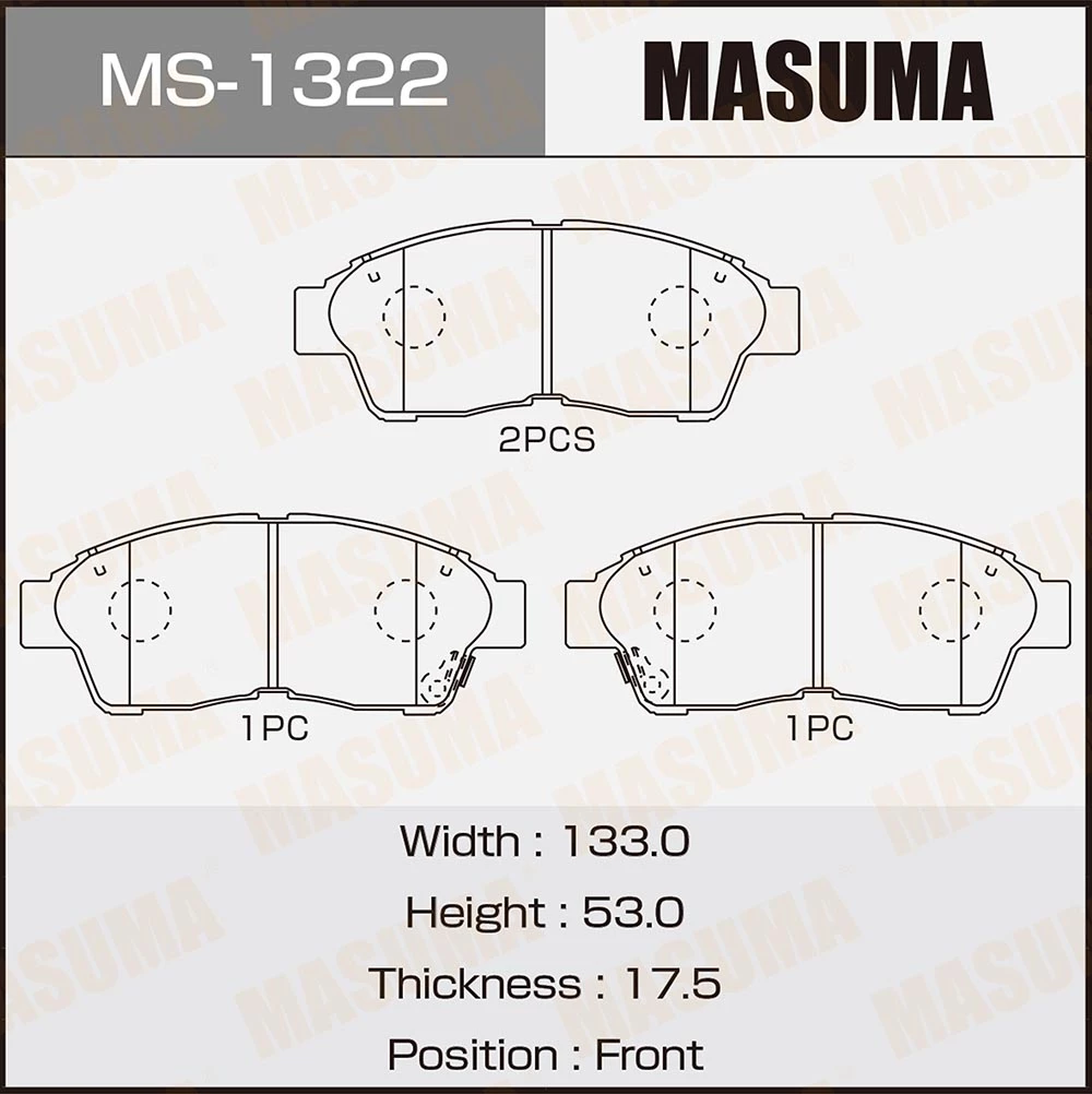 Колодки тормозные дисковые Masuma MS-1322