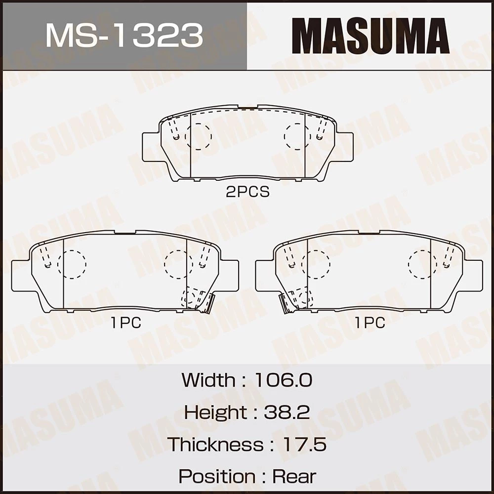 Колодки тормозные дисковые Masuma MS-1323