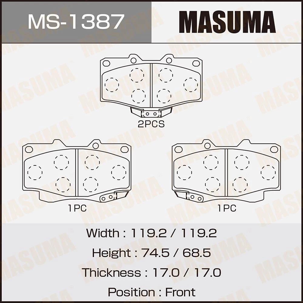 Колодки тормозные дисковые Masuma MS-1387