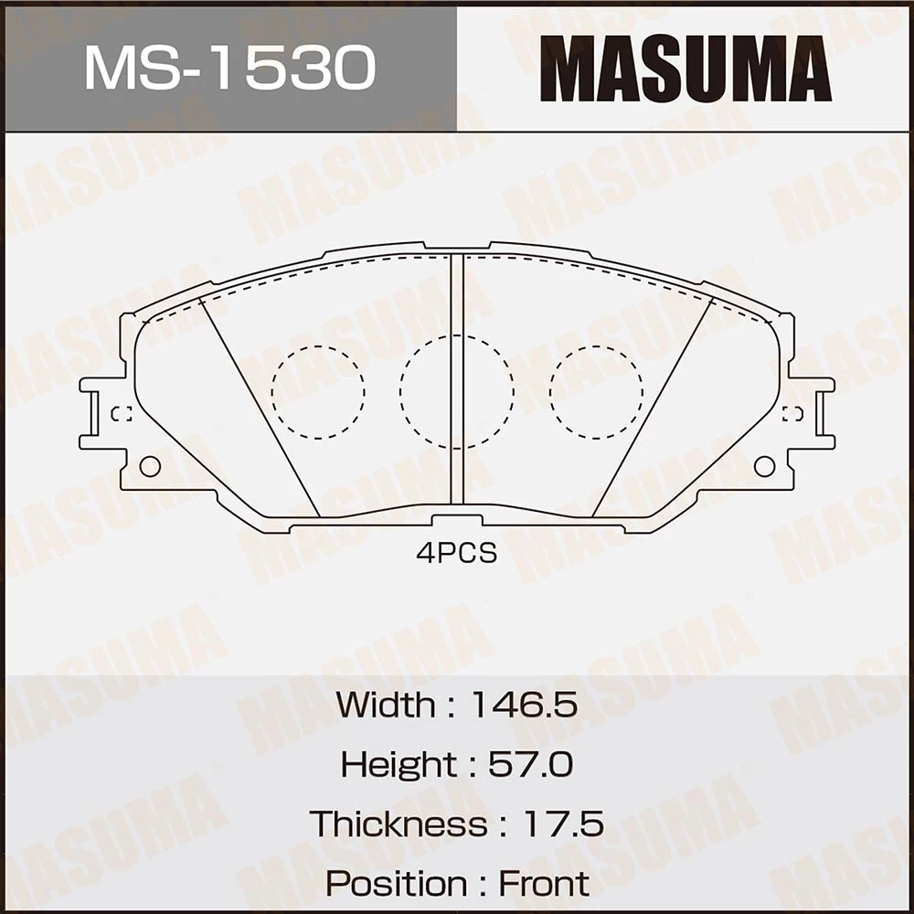 Колодки тормозные дисковые Masuma MS-1530