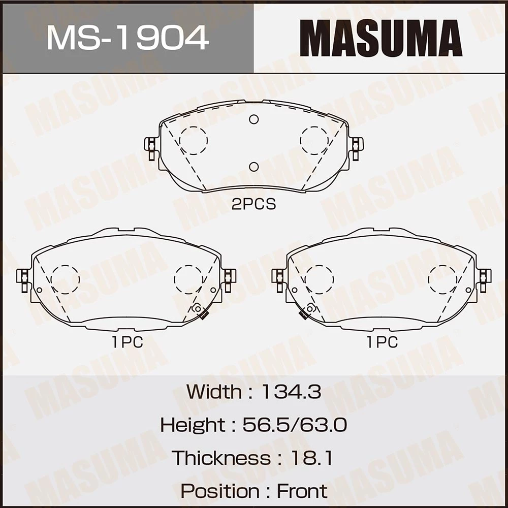 Колодки тормозные дисковые Masuma MS-1904