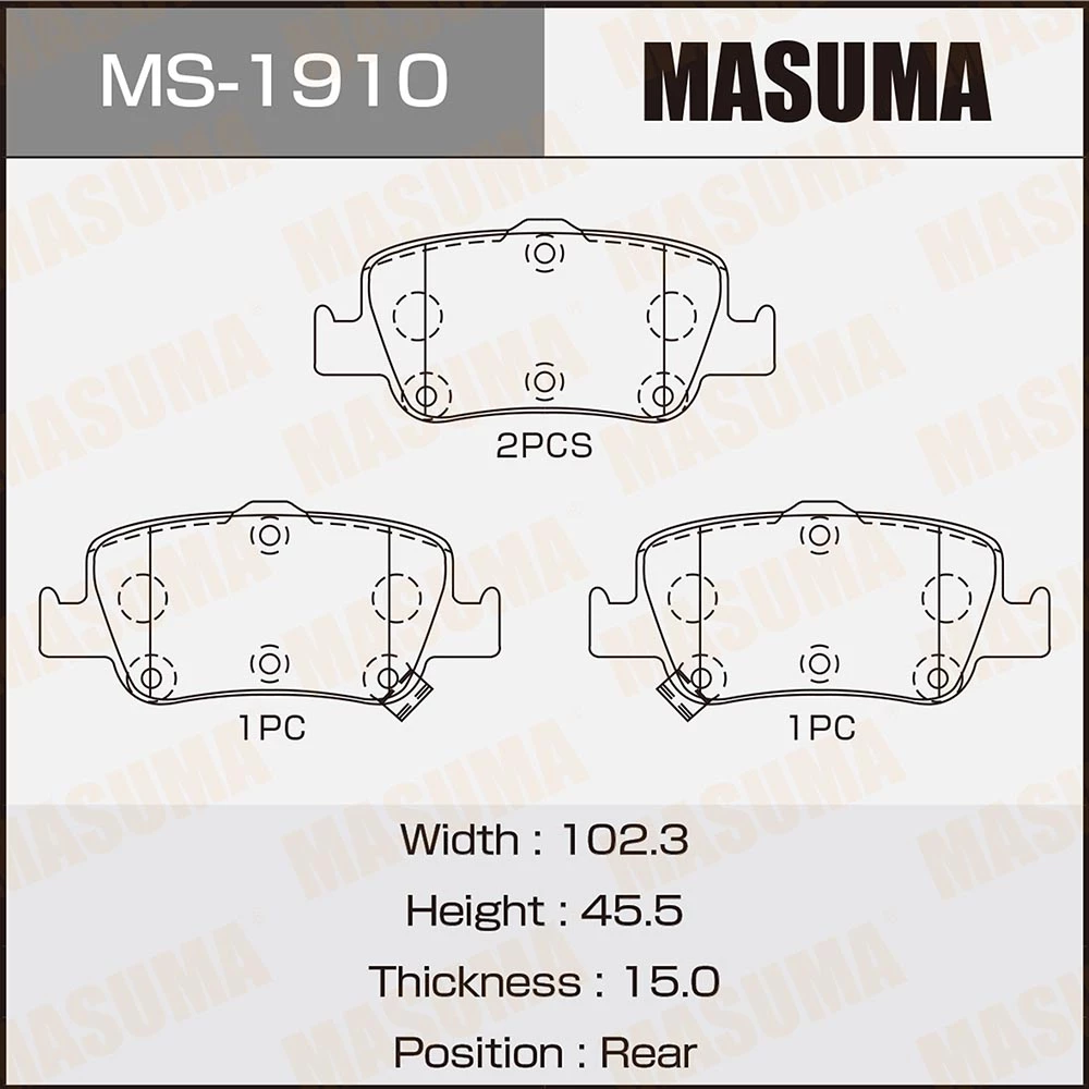 Колодки тормозные дисковые Masuma MS-1910