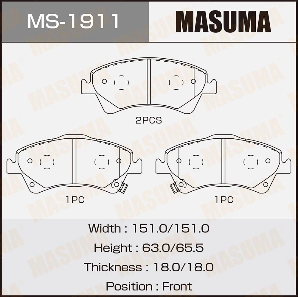 Колодки тормозные дисковые Masuma MS-1911