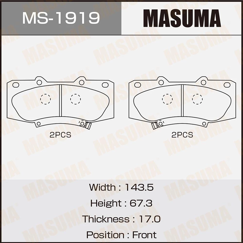 Колодки тормозные дисковые Masuma MS-1919
