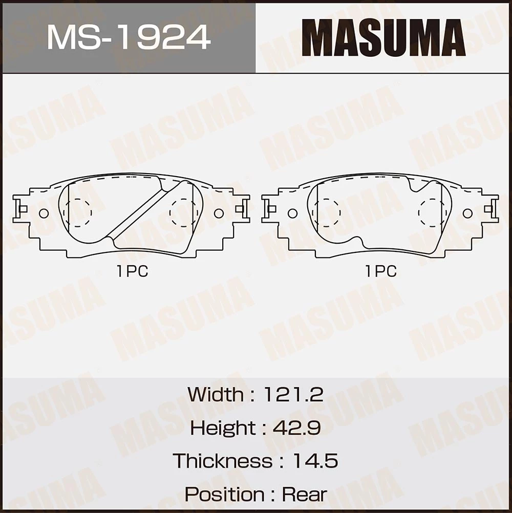 Колодки тормозные дисковые Masuma MS-1924