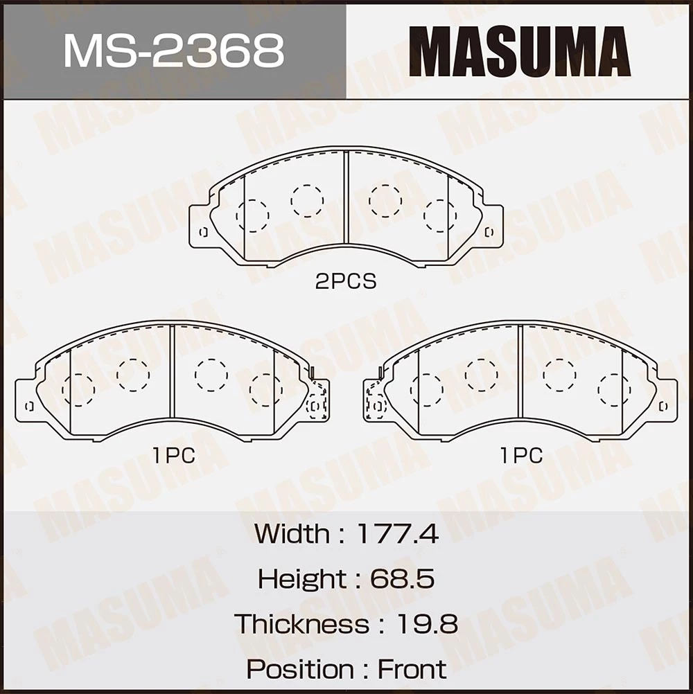 Колодки тормозные дисковые Masuma MS-2368
