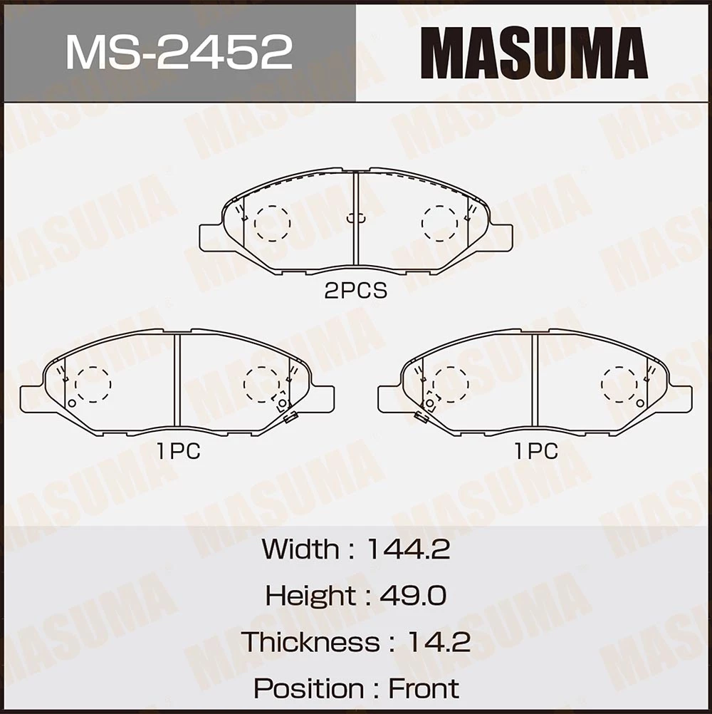 Колодки тормозные дисковые Masuma MS-2452