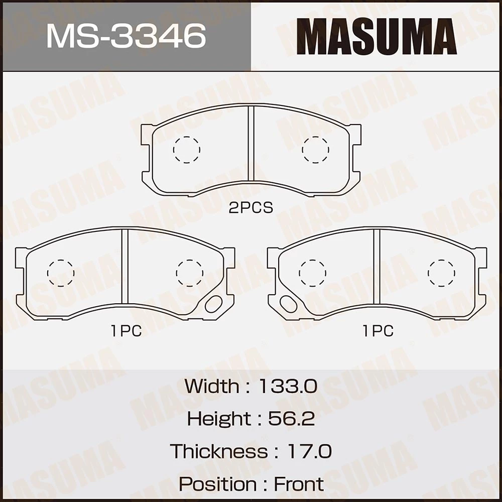 Колодки тормозные дисковые Masuma MS-3346