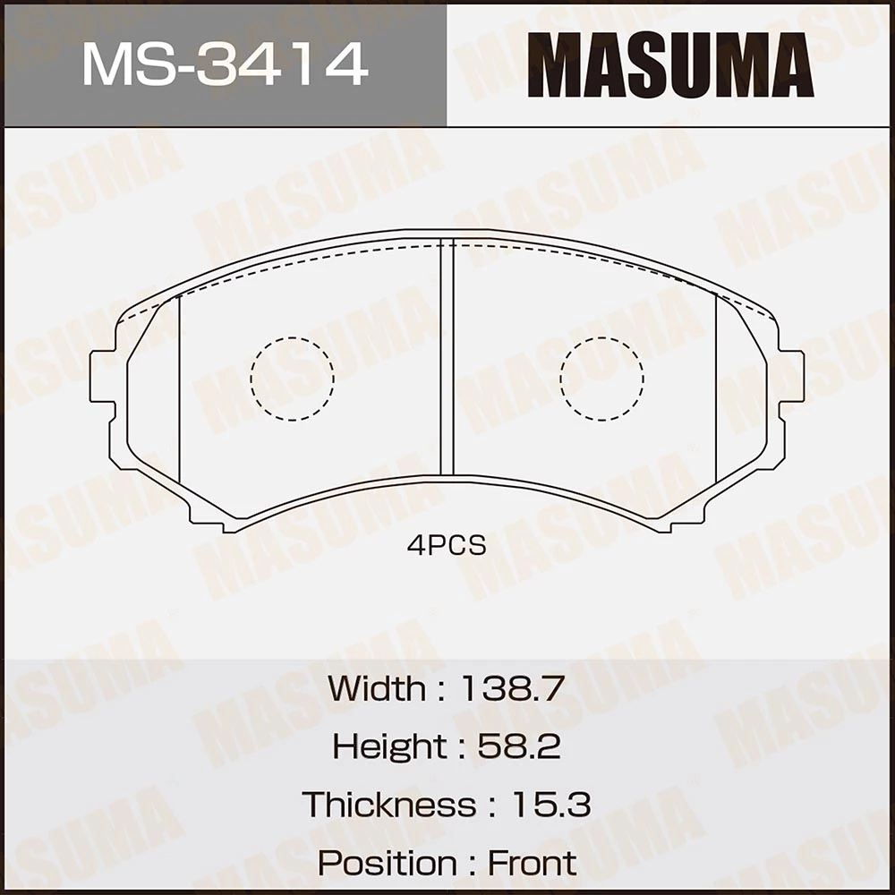 Колодки тормозные дисковые Masuma MS-3414