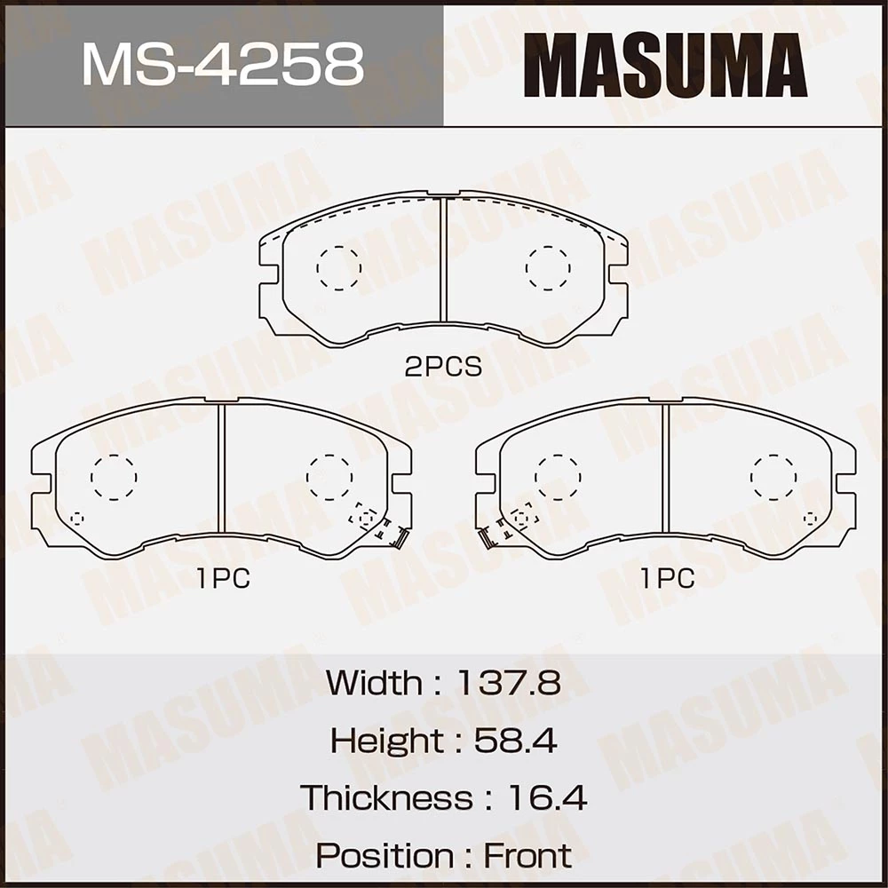 Колодки тормозные дисковые Masuma MS-4258