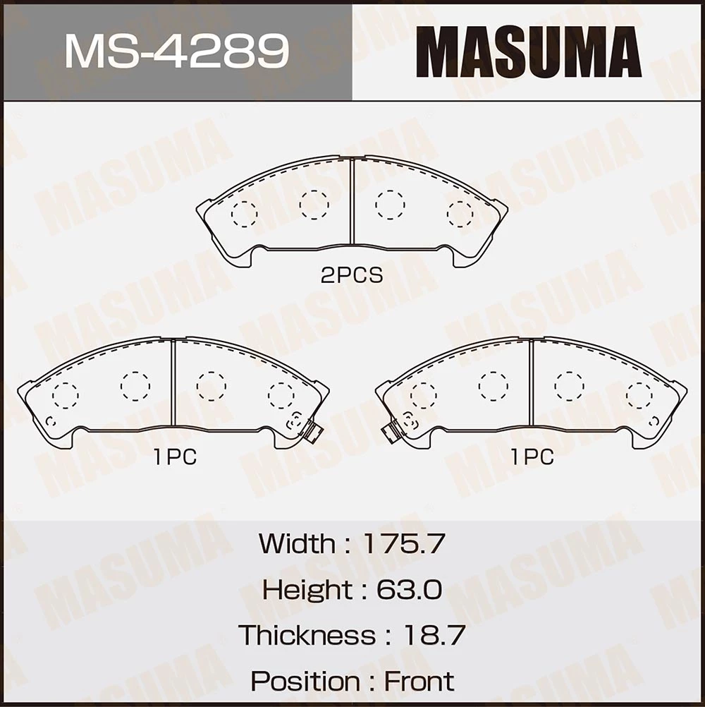 Колодки тормозные дисковые Masuma MS-4289