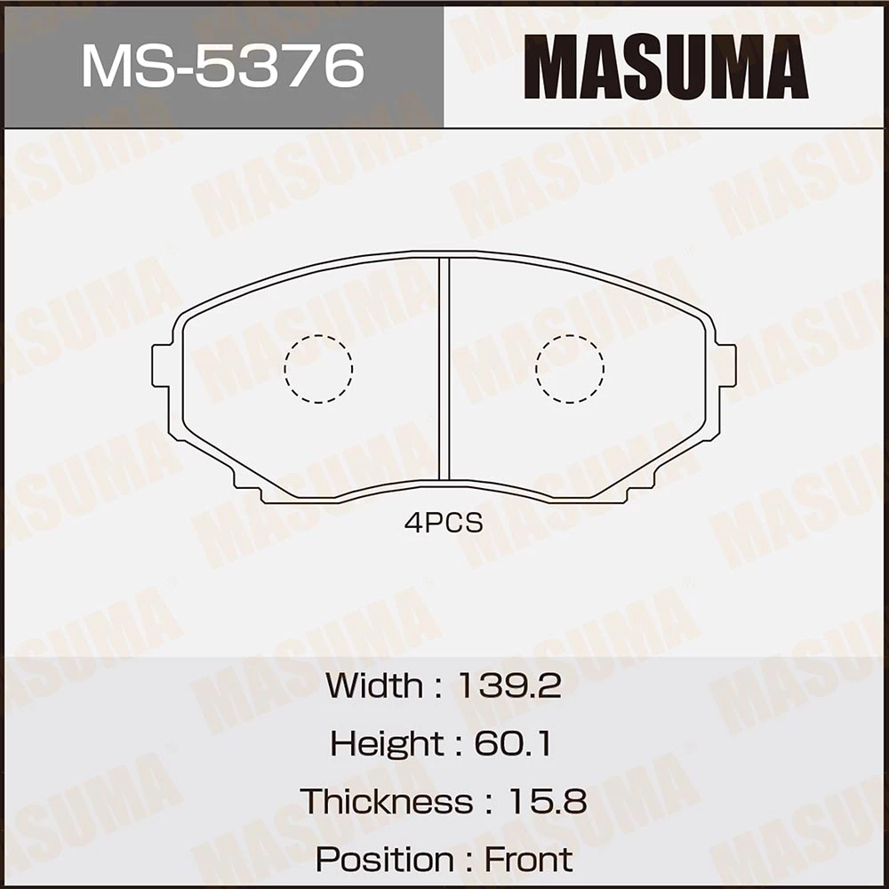 Колодки тормозные дисковые Masuma MS-5376
