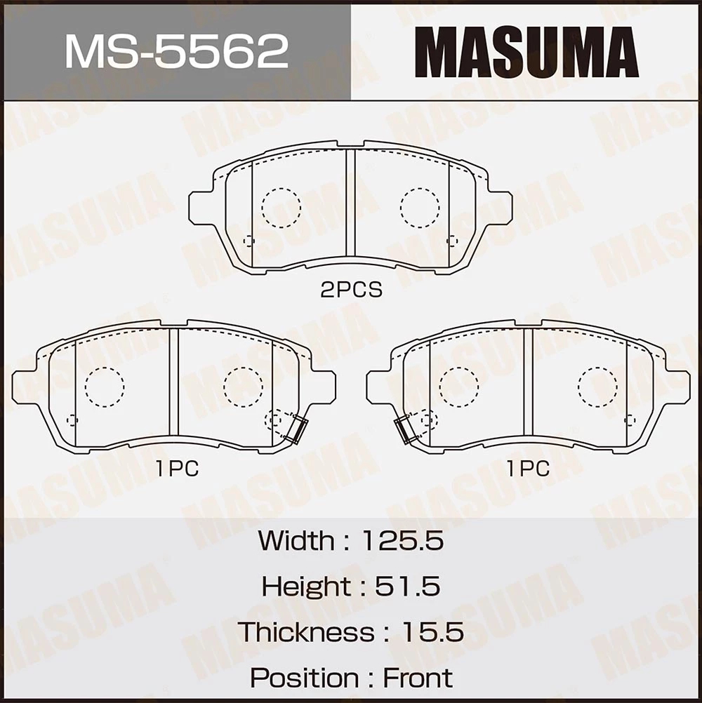 Колодки тормозные дисковые Masuma MS-5562