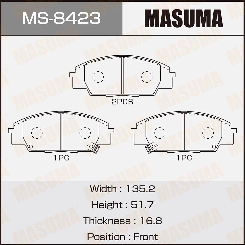 Колодки тормозные дисковые Masuma MS-8423