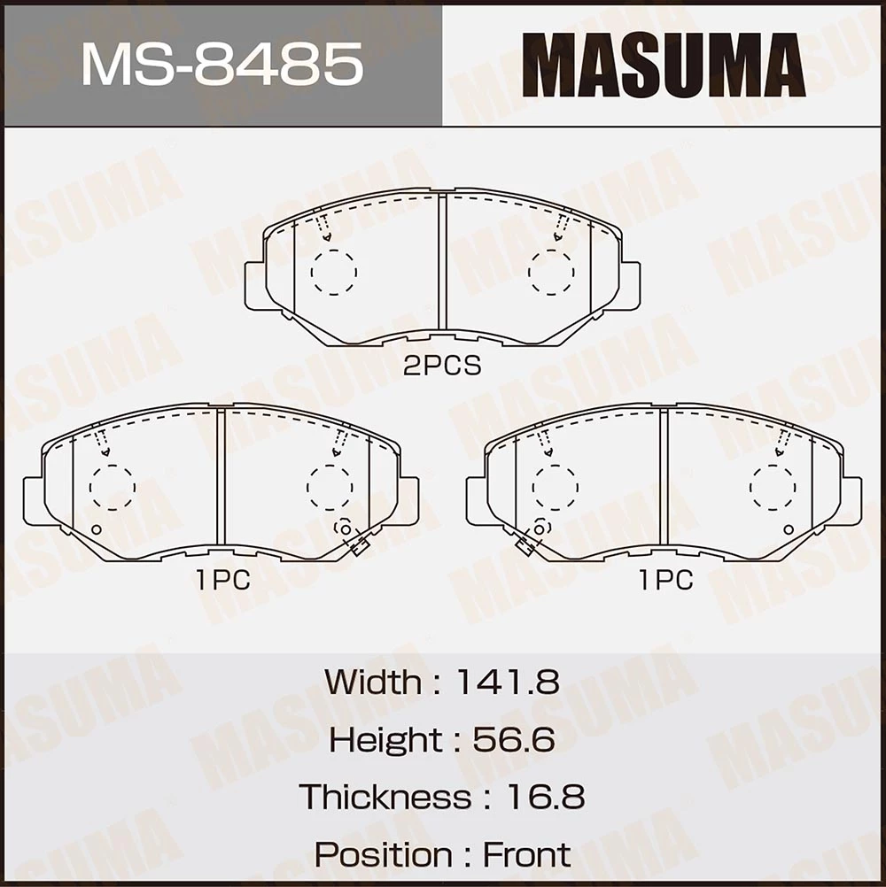 Колодки тормозные дисковые Masuma MS-8485