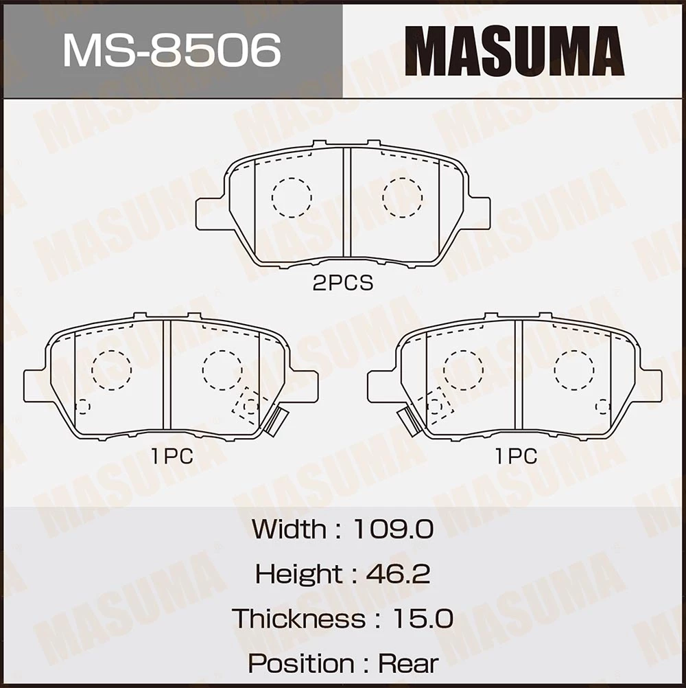 Колодки тормозные дисковые Masuma MS-8506