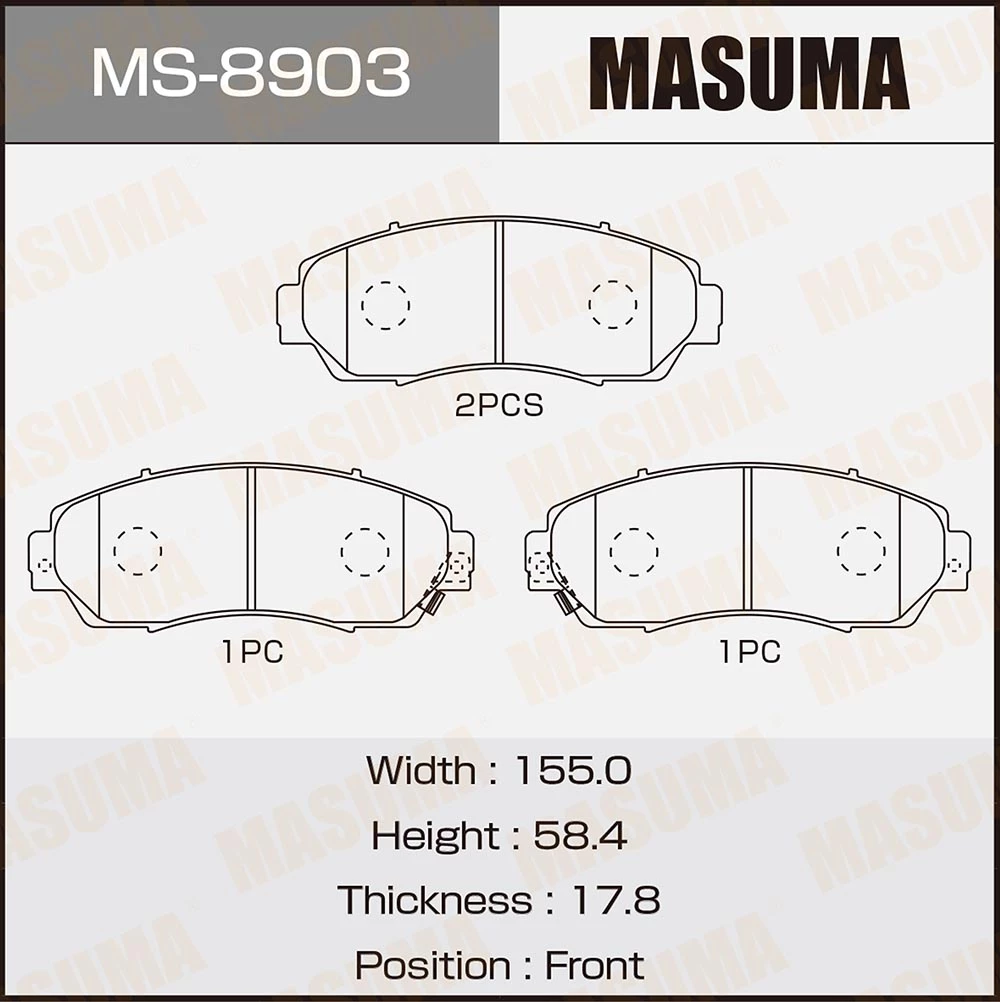 Колодки тормозные дисковые Masuma MS-8903
