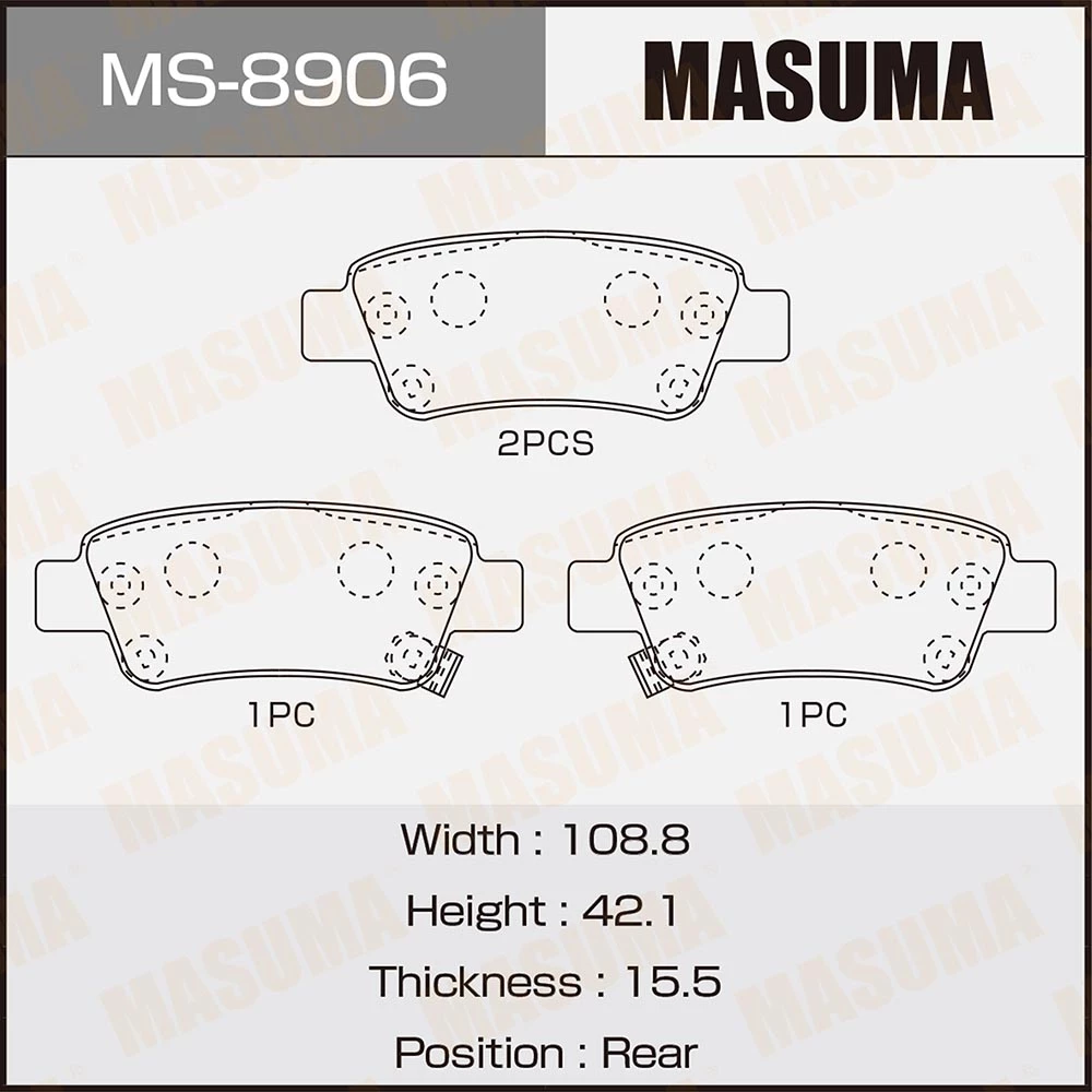 Колодки тормозные дисковые Masuma MS-8906