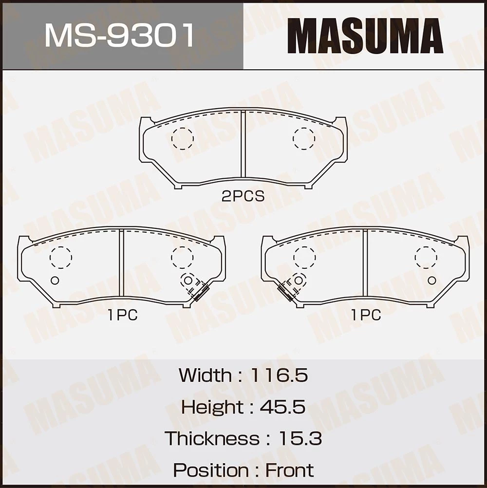 Колодки тормозные дисковые Masuma MS-9301