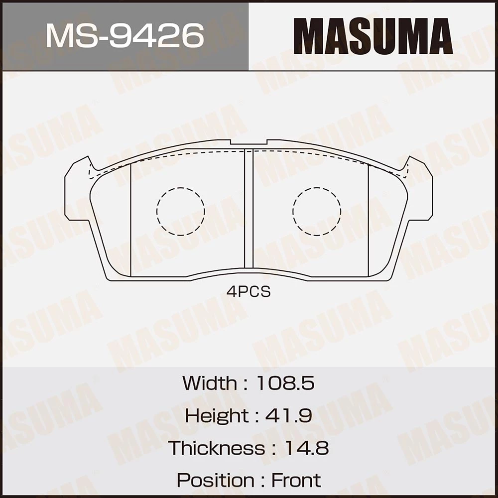 Колодки тормозные дисковые Masuma MS-9426