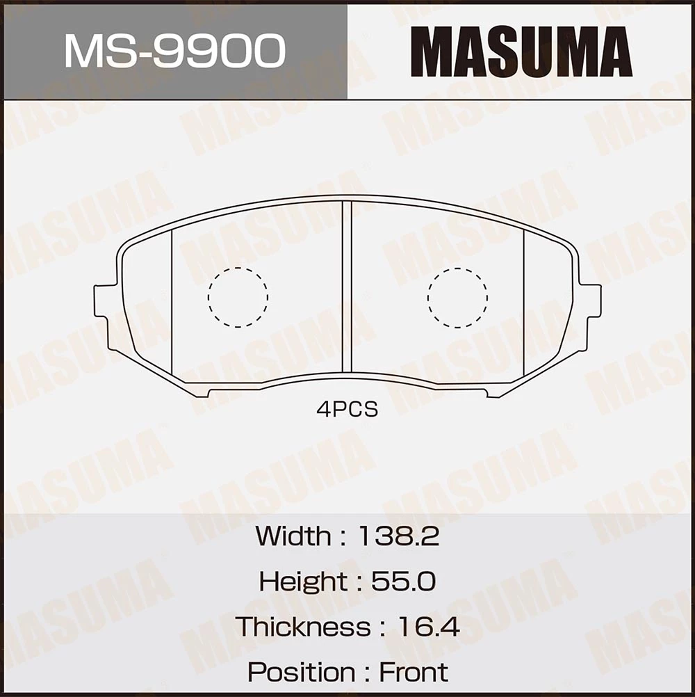 Колодки тормозные дисковые Masuma MS-9900