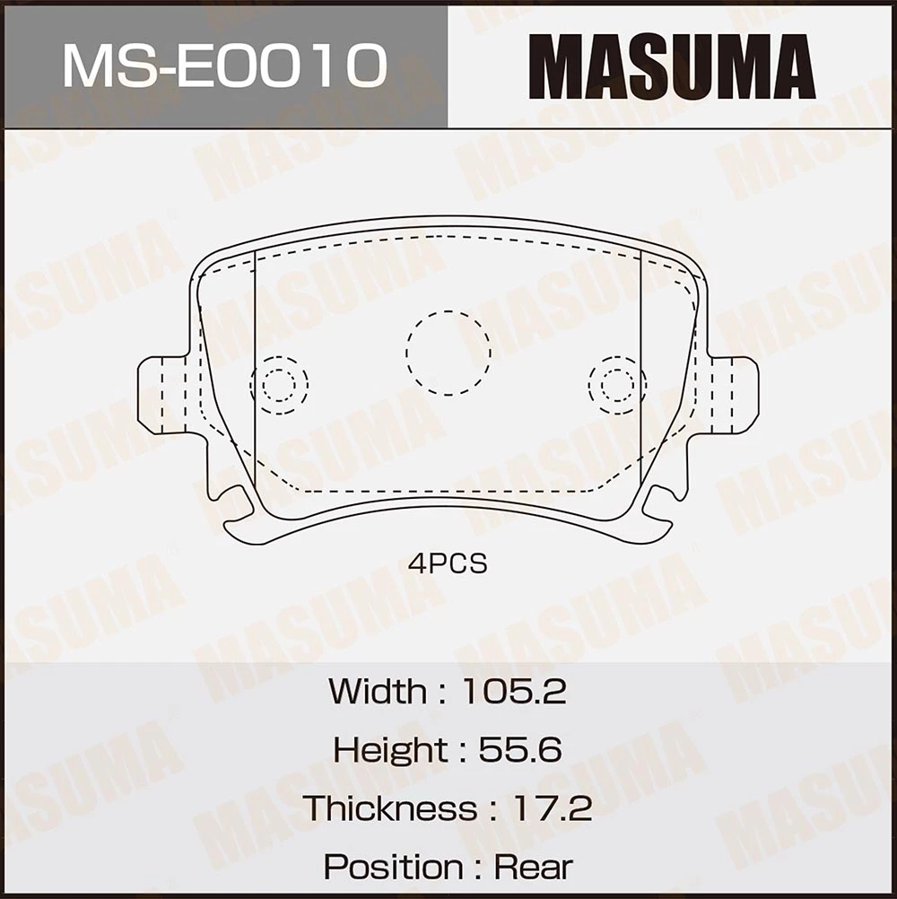 Колодки тормозные дисковые Masuma MS-E0010