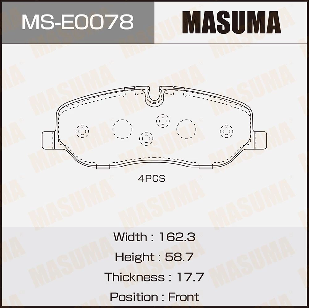 Колодки тормозные дисковые Masuma MS-E0078