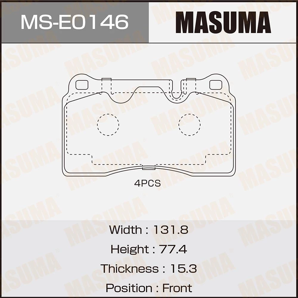 Колодки тормозные дисковые Masuma MS-E0146