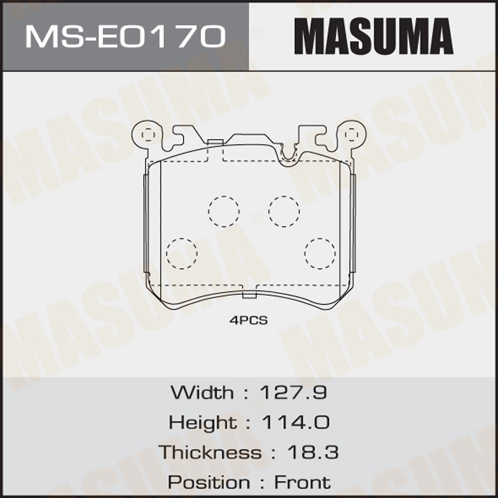 Колодки тормозные дисковые Masuma MS-E0170