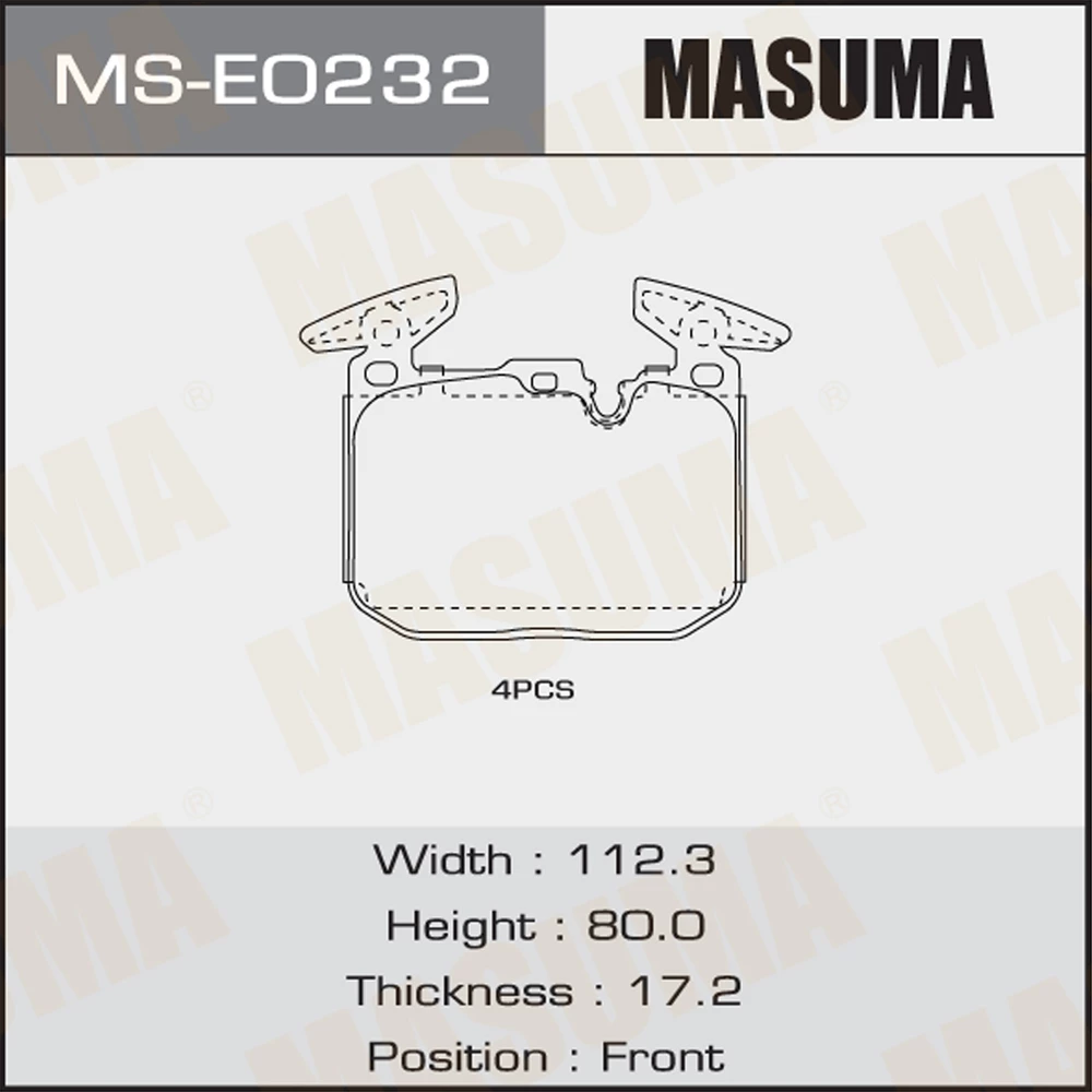 Колодки тормозные дисковые Masuma MS-E0232