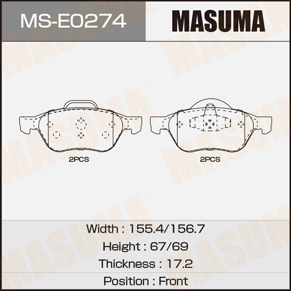 Колодки тормозные дисковые Masuma MS-E0274