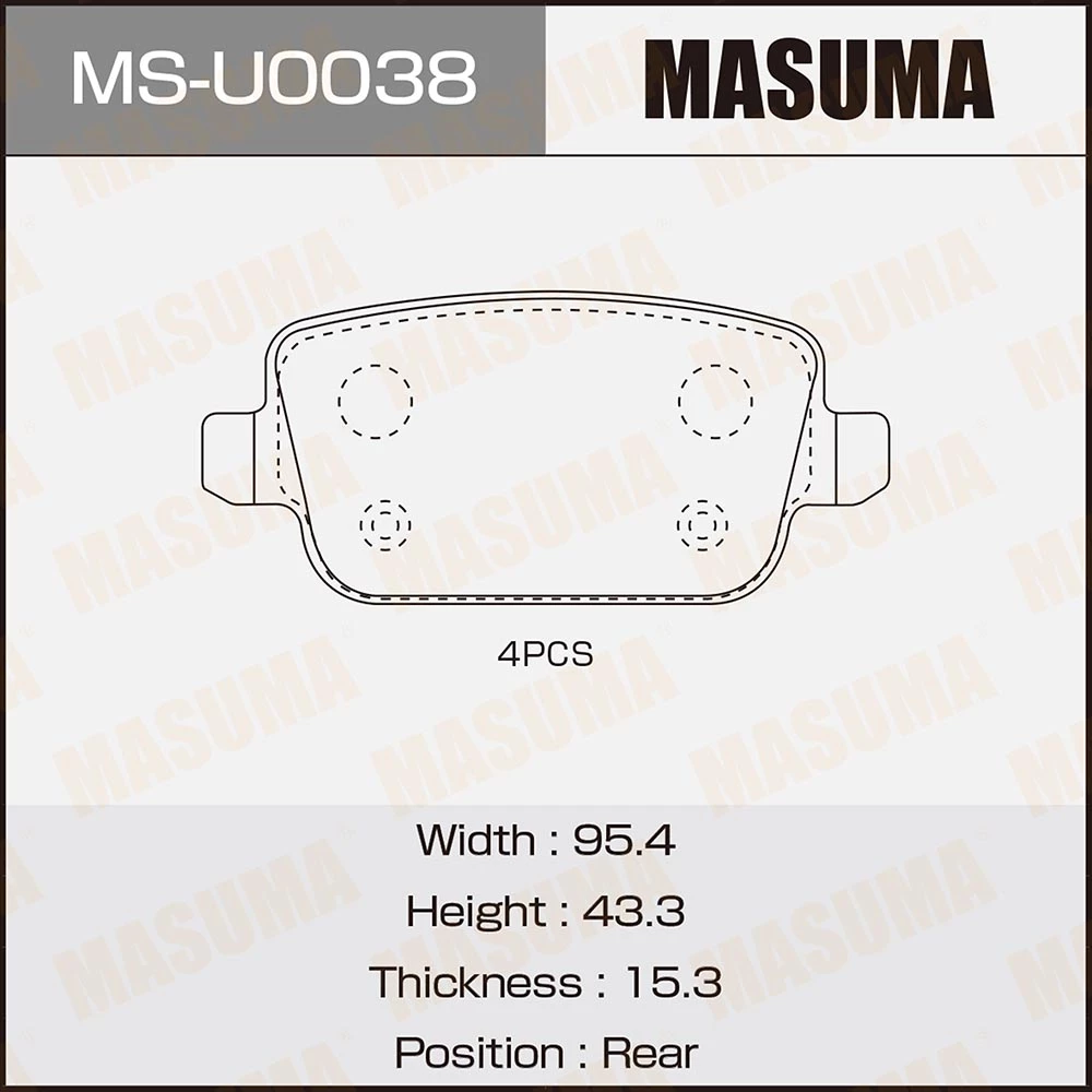 Колодки тормозные дисковые Masuma MS-U0038