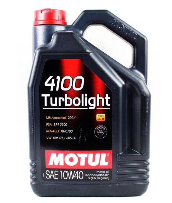 Моторное масло Motul 4100 Turbolightl 10W-40 полусинтетическое 4 л-