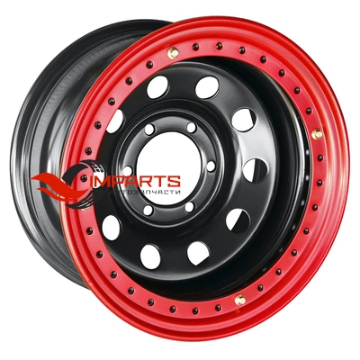 Колесный диск Off-Road Wheels 8x16/6x139,7 ET-19 D110 Тойота Ниссан с бедлоком (красный) черный