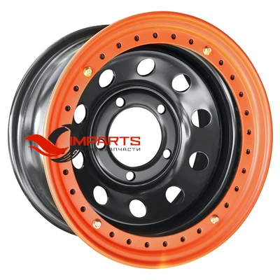 Колесный диск Off-Road Wheels 8x16/5x150 ET-3 D113 Тойота Ленд Крузер 100 черный с бедлоком (оранжевый)