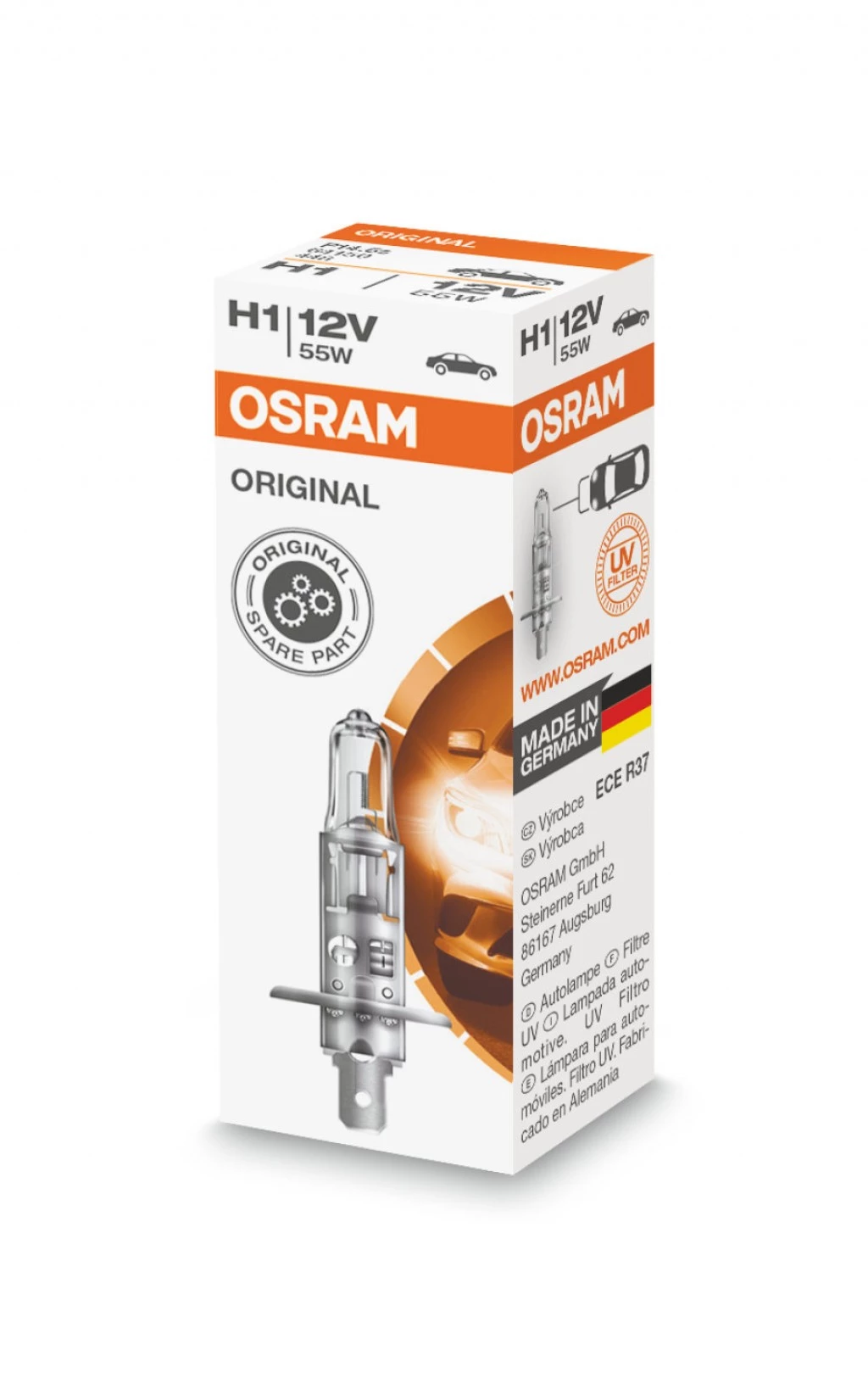 Лампа галогенная Osram Original H1 (P14.5s) 12V 55W, 64150, 1 шт