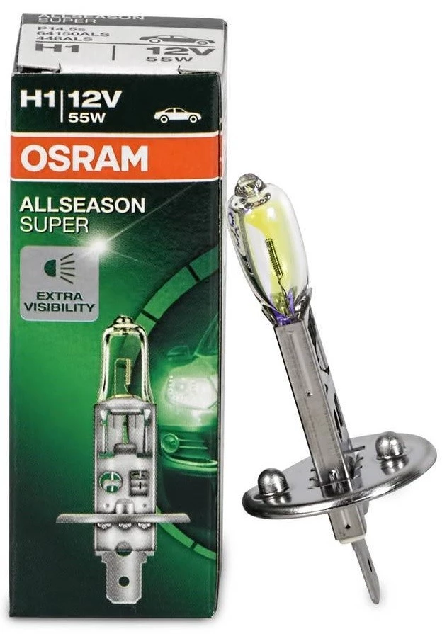 Лампа галогенная Osram Allseason Super H1 (P14.5s) 12V 55W, 64150ALS, 1 шт