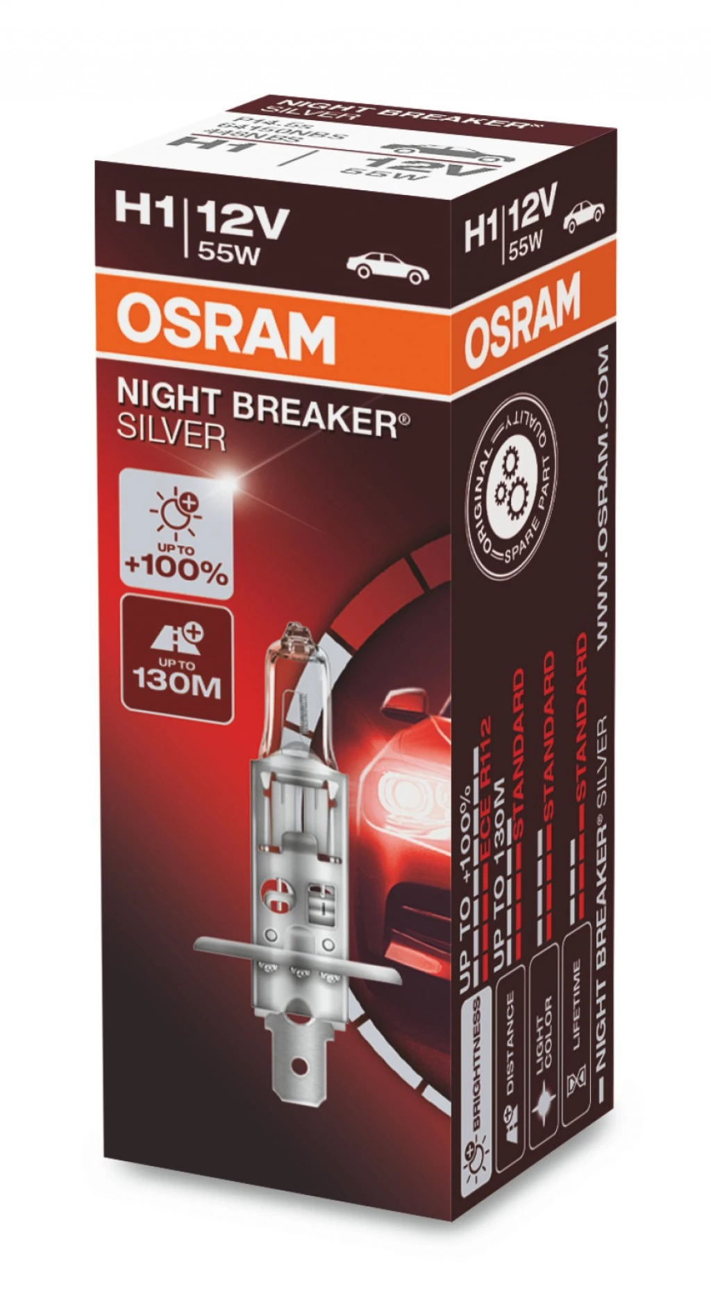 Лампа галогенная Osram Night breaker Silver H1 (P14.5s) 12V 55W, 64150NBS, 1 шт