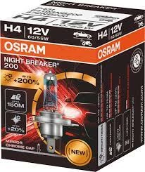 Лампа галогенная Osram Night breaker H4 12V 60|55W, 64193NB200, 1 шт