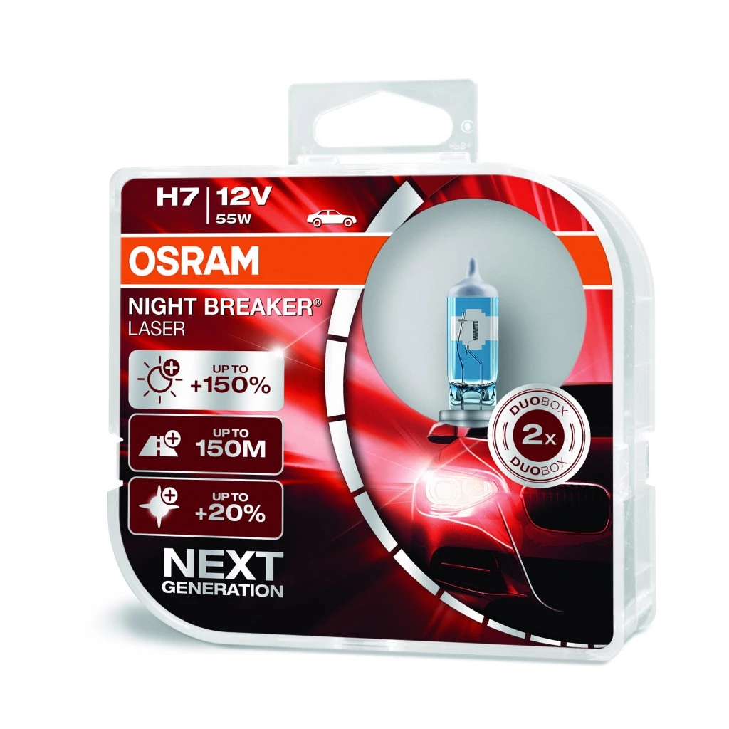 Лампа галогенная Osram Night breaker laser H4 (P43t) 12V 60/55W, 64193NL-HCB, 2 шт
