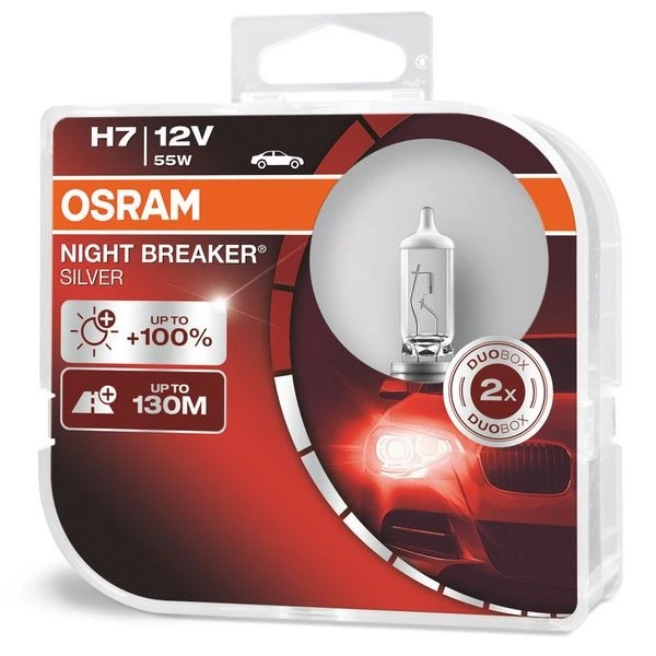 Лампа галогенная Osram Night breaker Silver H7 (PX26d) 12V 55W, 64210NBS-HCB, 2 шт