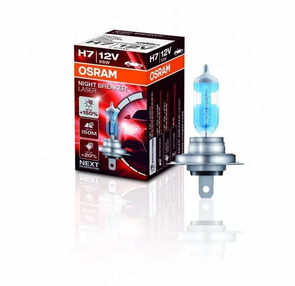 Лампа галогенная H7 12V 55W OSRAM Night breaker Silver (+100% света) (1 шт.)