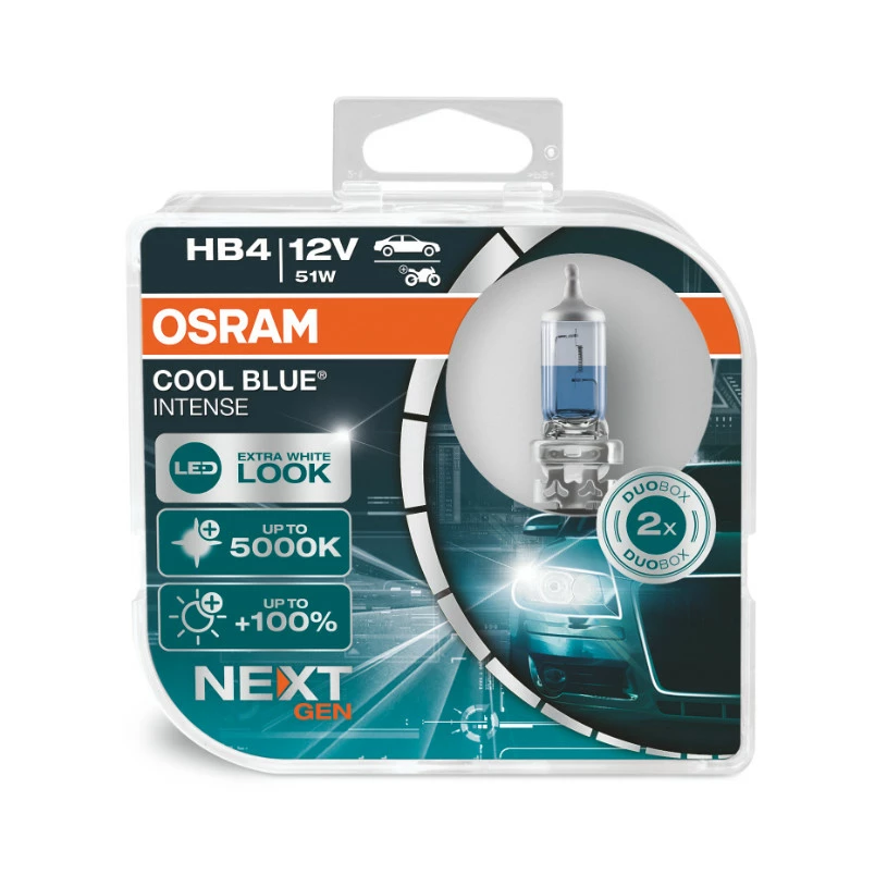 Лампа галогенная Osram Cool blue Intense HB4 12V 51W, 9006CBNHCB, 2 шт